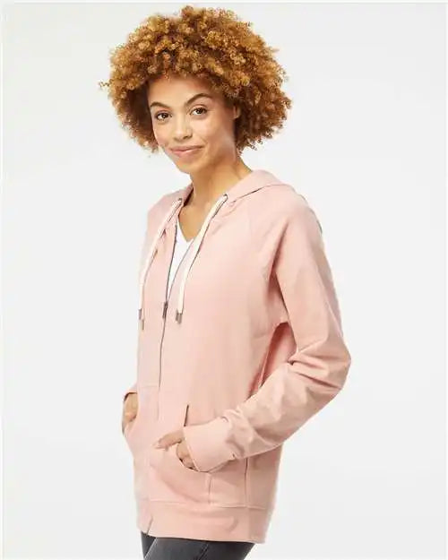 Independent Trading Co. Ss1000z Icon Lightweight Loopback Terry Full-zip Hooded Sweatshirt - Rose