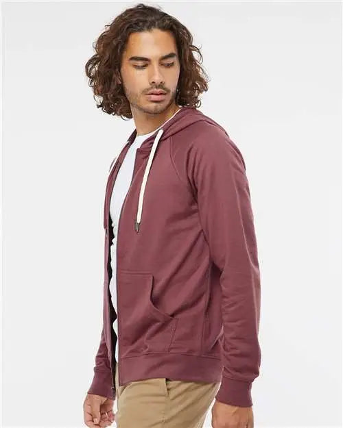 Independent Trading Co. Ss1000z Icon Lightweight Loopback Terry Full-zip Hooded Sweatshirt - Port