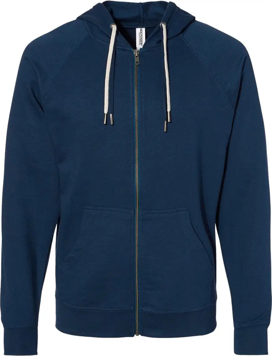 Independent Trading Co. Ss1000z Icon Lightweight Loopback Terry Full-zip Hooded Sweatshirt - Indigo - Navy / Xs