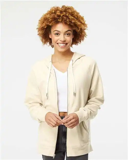 Independent Trading Co. Ss1000z Icon Lightweight Loopback Terry Full-zip Hooded Sweatshirt - Bone