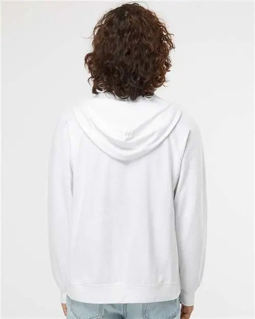 Independent Trading Co. Ss1000z Icon Lightweight Loopback Terry Full-zip Hooded Sweatshirt - White