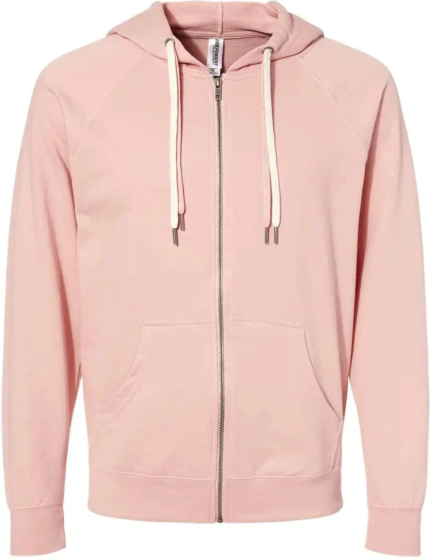 Independent Trading Co. Ss1000z Icon Lightweight Loopback Terry Full-zip Hooded Sweatshirt - Rose - Xs