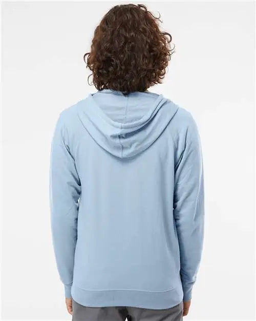 Independent Trading Co. Ss1000z Icon Lightweight Loopback Terry Full-zip Hooded Sweatshirt - Misty Blue