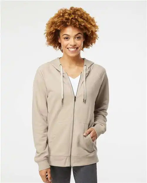 Independent Trading Co. Ss1000z Icon Lightweight Loopback Terry Full-zip Hooded Sweatshirt - Sand
