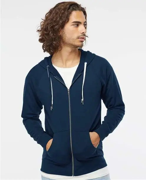 Independent Trading Co. Ss1000z Icon Lightweight Loopback Terry Full-zip Hooded Sweatshirt - Indigo