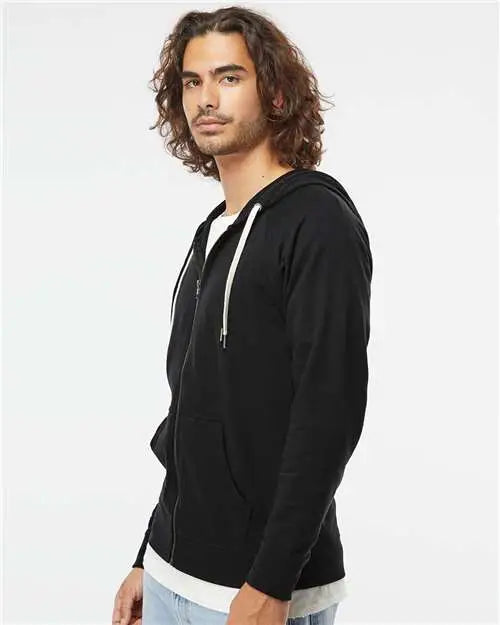 Independent Trading Co. Ss1000z Icon Lightweight Loopback Terry Full-zip Hooded Sweatshirt - Black