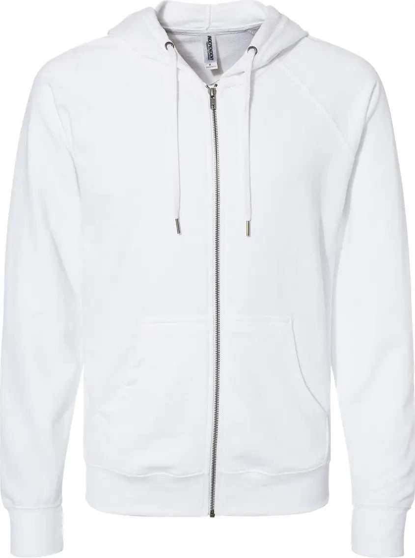 Independent Trading Co. Ss1000z Icon Lightweight Loopback Terry Full-zip Hooded Sweatshirt - White - Xs