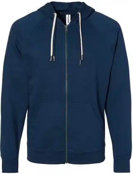 Independent Trading co Ss1000z Icon Unisex Lightweight Loopback Terry Full Zip Hooded Sweatshirt Indigo