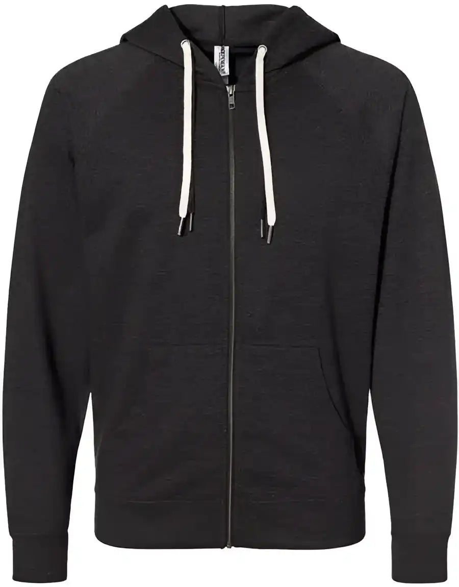 Independent Trading co Ss1000z Icon Unisex Lightweight Loopback Terry Full-zip Hooded Sweatshirt - Charcoal Heather