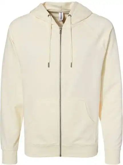 Independent Trading co Ss1000z Icon Unisex Lightweight Loopback Terry Full Zip Hooded Sweatshirt Bone