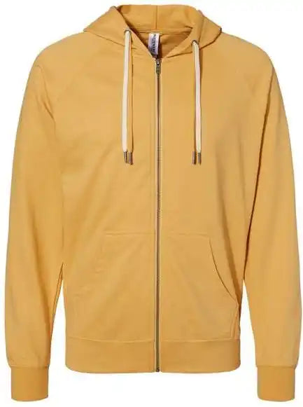 Independent Trading co Ss1000z Icon Unisex Lightweight Loopback Terry Full-zip Hooded Sweatshirt - Harvest Gold