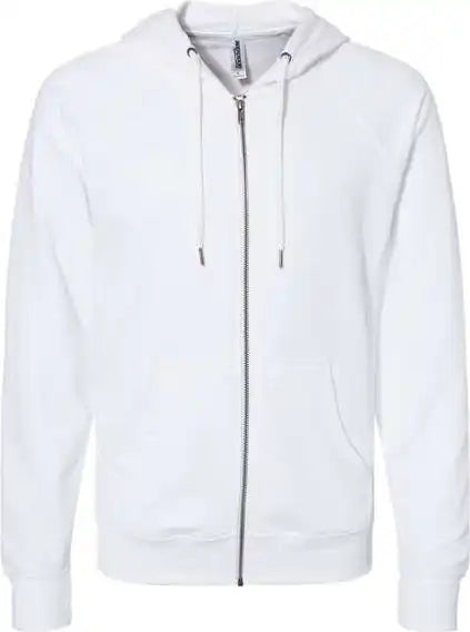 Independent Trading co Ss1000z Icon Unisex Lightweight Loopback Terry Full-zip Hooded Sweatshirt - White