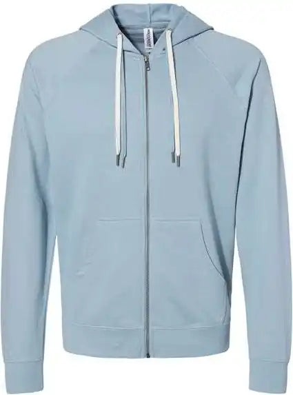 Independent Trading co Ss1000z Icon Unisex Lightweight Loopback Terry Full-zip Hooded Sweatshirt - Misty Blue