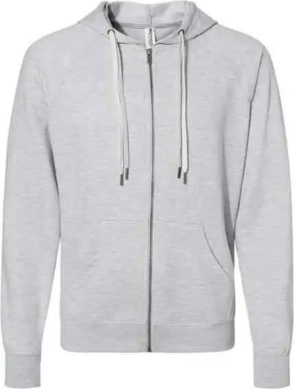 Independent Trading co Ss1000z Icon Unisex Lightweight Loopback Terry Full Zip Hooded Sweatshirt Athletic Heather
