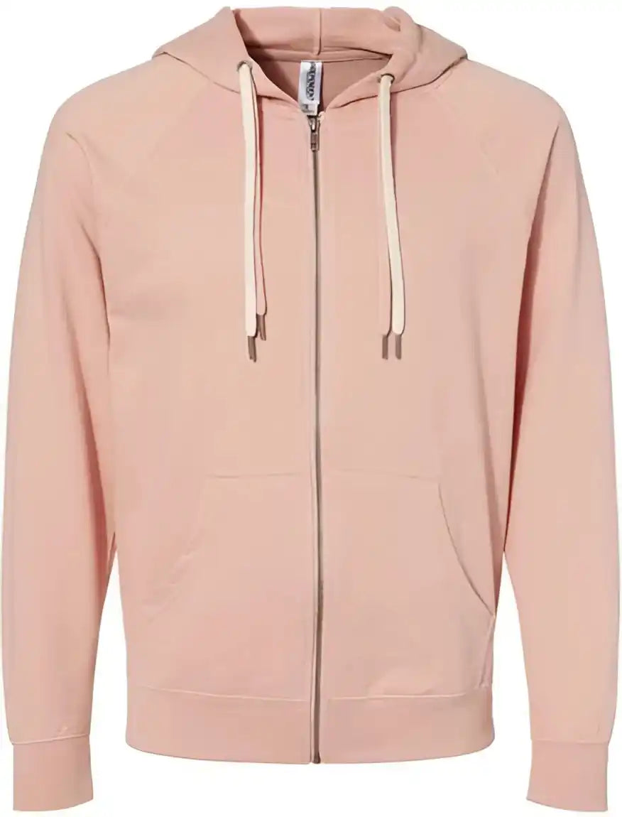 Independent Trading co Ss1000z Icon Unisex Lightweight Loopback Terry Full Zip Hooded Sweatshirt Rose