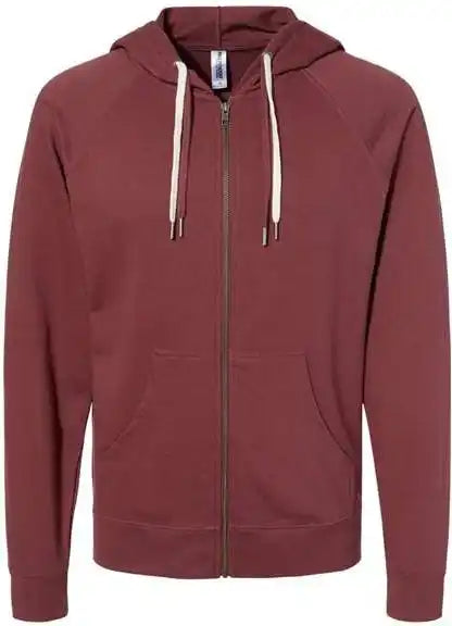 Independent Trading co Ss1000z Icon Unisex Lightweight Loopback Terry Full-zip Hooded Sweatshirt - Port