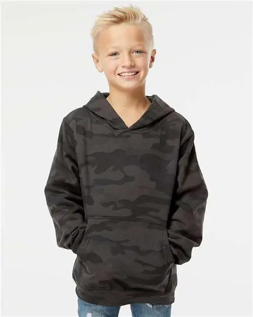 Independent Trading Co. Ss4001y Youth Midweight Hooded Sweatshirt - Black Camo