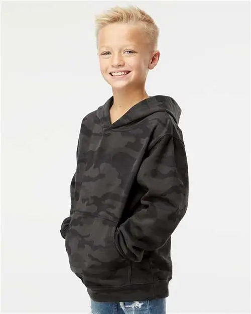 Independent Trading Co. Ss4001y Youth Midweight Hooded Sweatshirt - Black Camo