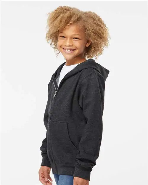 Independent Trading Co. Ss4001yz Youth Midweight Full-zip Hooded Sweatshirt - Charcoal Heather
