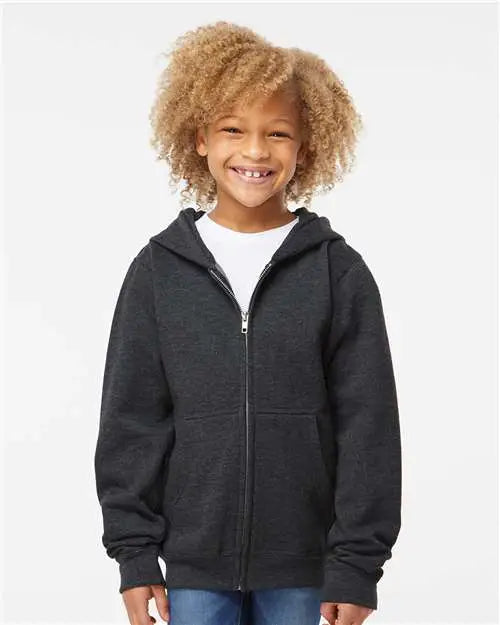 Independent Trading Co. Ss4001yz Youth Midweight Full-zip Hooded Sweatshirt - Charcoal Heather