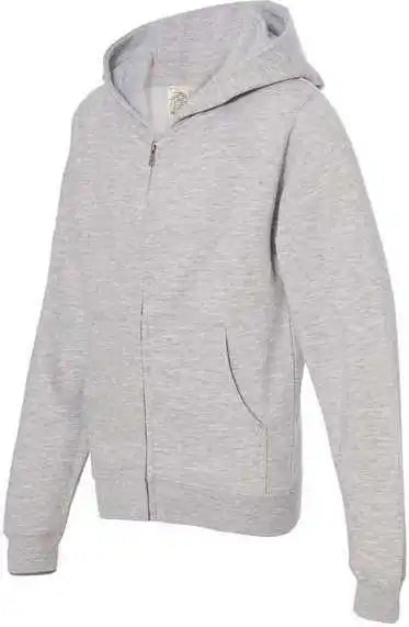 Independent Trading co Ss4001yz Youth Midweight Full Zip Hooded Sweatshirt Grey Heather