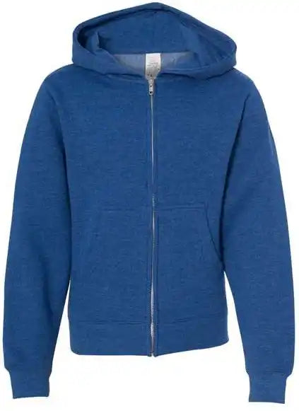 Independent Trading co Ss4001yz Youth Midweight Full Zip Hooded Sweatshirt Royal Heather