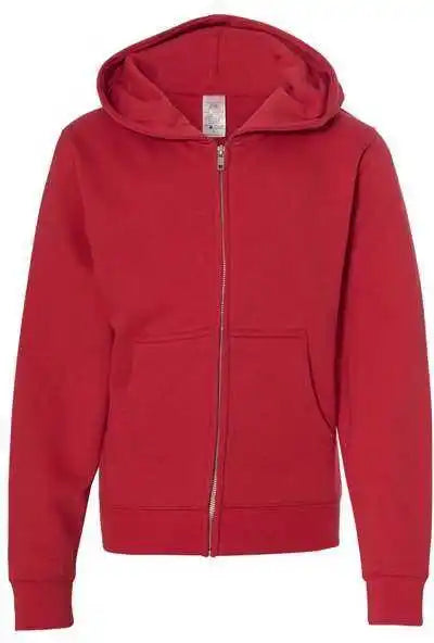 Independent Trading co Ss4001yz Youth Midweight Full Zip Hooded Sweatshirt Red