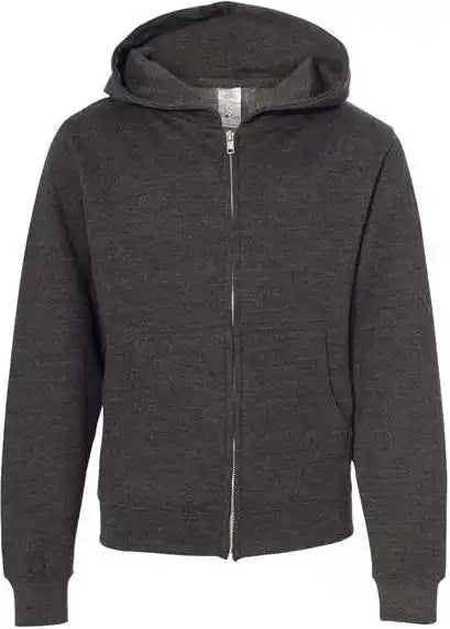Independent Trading co Ss4001yz Youth Midweight Full Zip Hooded Sweatshirt Charcoal Heather
