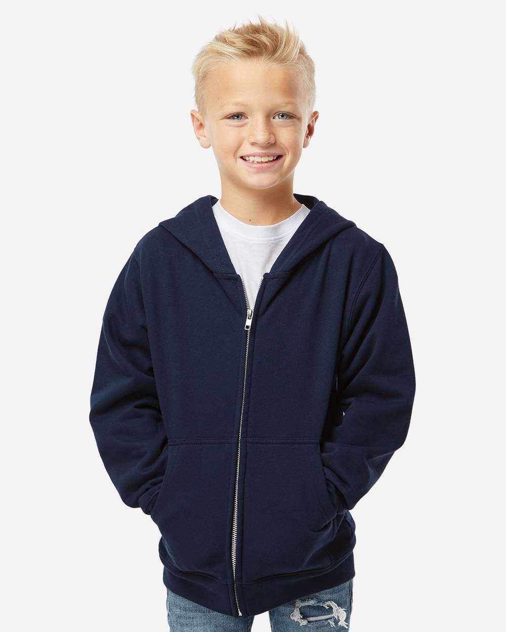 Independent Trading Co. Ss4001yz Youth Midweight Full-zip Hooded Sweatshirt - Classic Navy