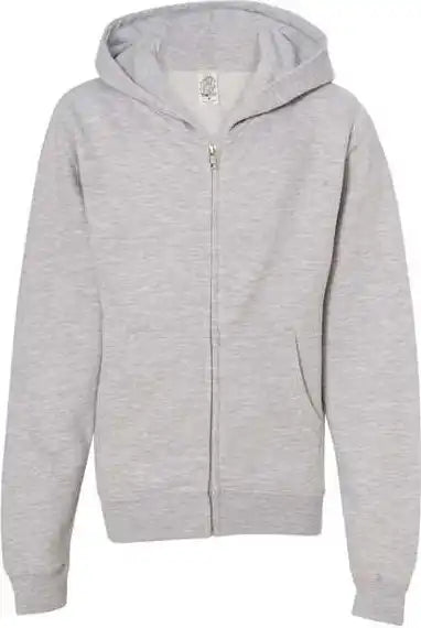 Independent Trading co Ss4001yz Youth Midweight Full Zip Hooded Sweatshirt Grey Heather