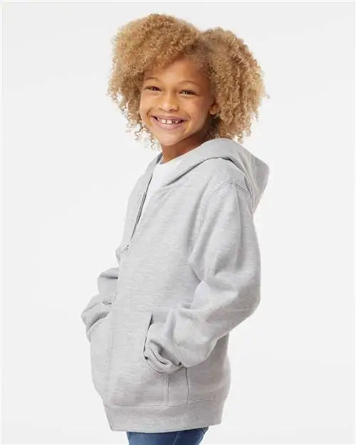 Independent Trading Co. Ss4001yz Youth Midweight Full-zip Hooded Sweatshirt - Grey Heather