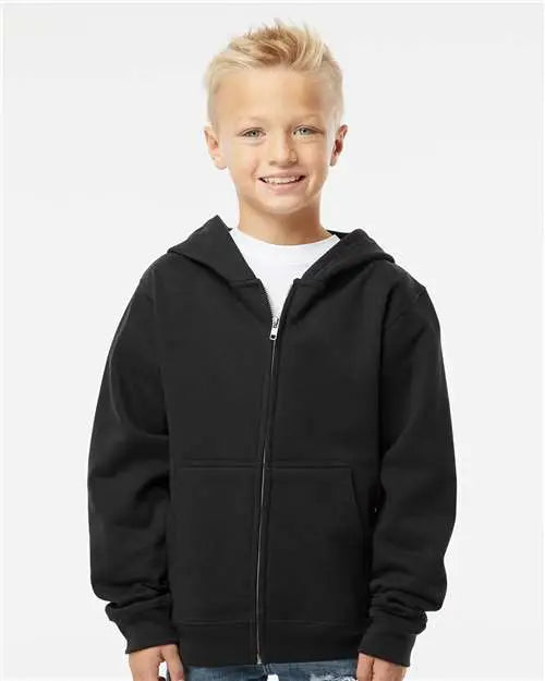Independent Trading Co. Ss4001yz Youth Midweight Full-zip Hooded Sweatshirt - Black