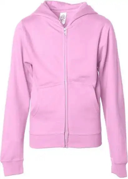 Independent Trading co Ss4001yz Youth Midweight Full Zip Hooded Sweatshirt Light Pink