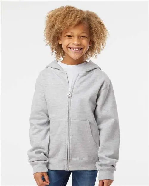 Independent Trading Co. Ss4001yz Youth Midweight Full-zip Hooded Sweatshirt - Grey Heather
