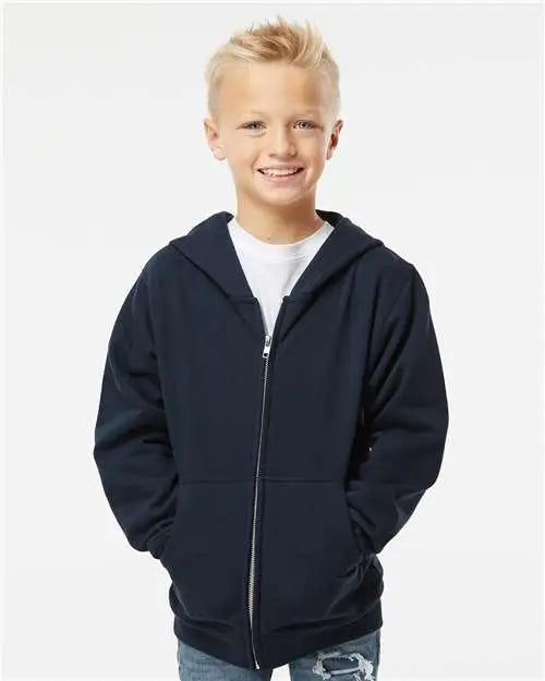 Independent Trading Co. Ss4001yz Youth Midweight Full-zip Hooded Sweatshirt - Navy