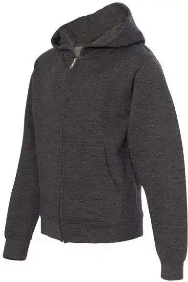 Independent Trading co Ss4001yz Youth Midweight Full Zip Hooded Sweatshirt Charcoal Heather