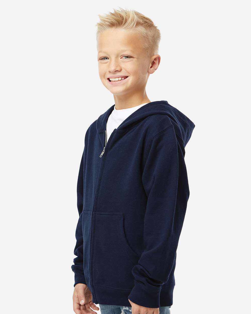 Independent Trading Co. Ss4001yz Youth Midweight Full-zip Hooded Sweatshirt - Classic Navy