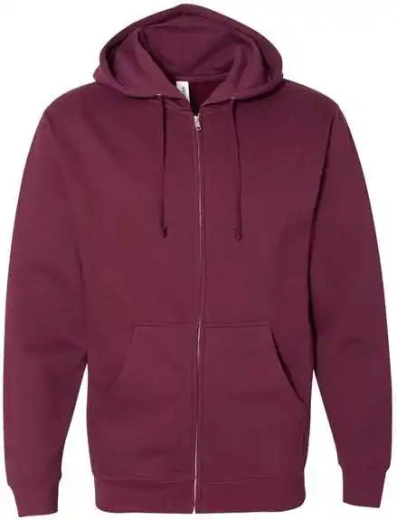 Independent Trading co Ss4500z Midweight Full Zip Hooded Sweatshirt Maroon