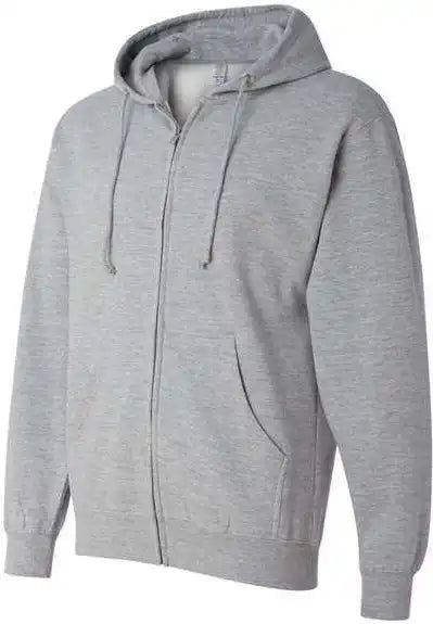 Independent Trading co Ss4500z Midweight Full Zip Hooded Sweatshirt Grey Heather