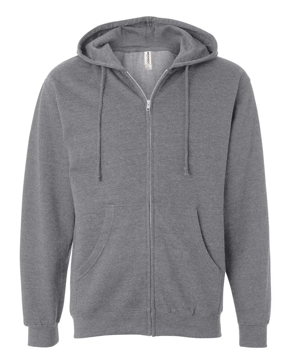Independent Trading Co. Ss4500z Midweight Full-zip Hooded Sweatshirt - Gunmetal Heather - Dark Gray / Xs