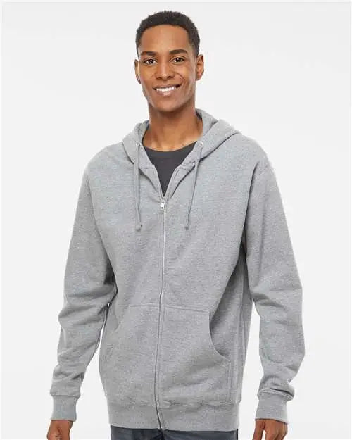 Independent Trading Co. Ss4500z Midweight Full-zip Hooded Sweatshirt - Grey Heather