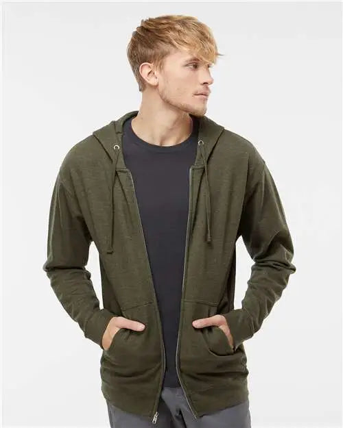 Independent Trading Co. Ss4500z Midweight Full-zip Hooded Sweatshirt - Army Heather