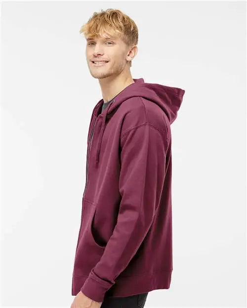 Independent Trading Co. Ss4500z Midweight Full-zip Hooded Sweatshirt - Maroon
