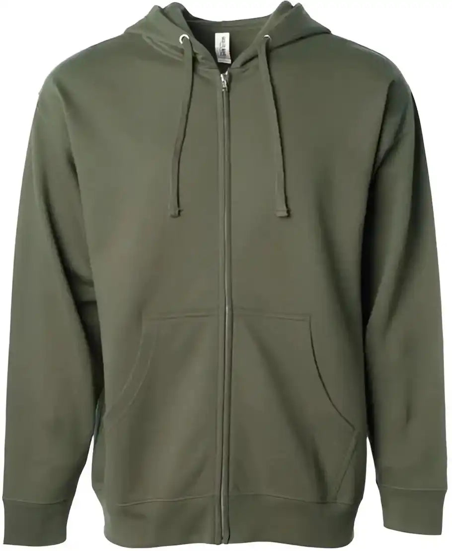 Independent Trading co Ss4500z Midweight Full Zip Hooded Sweatshirt Army