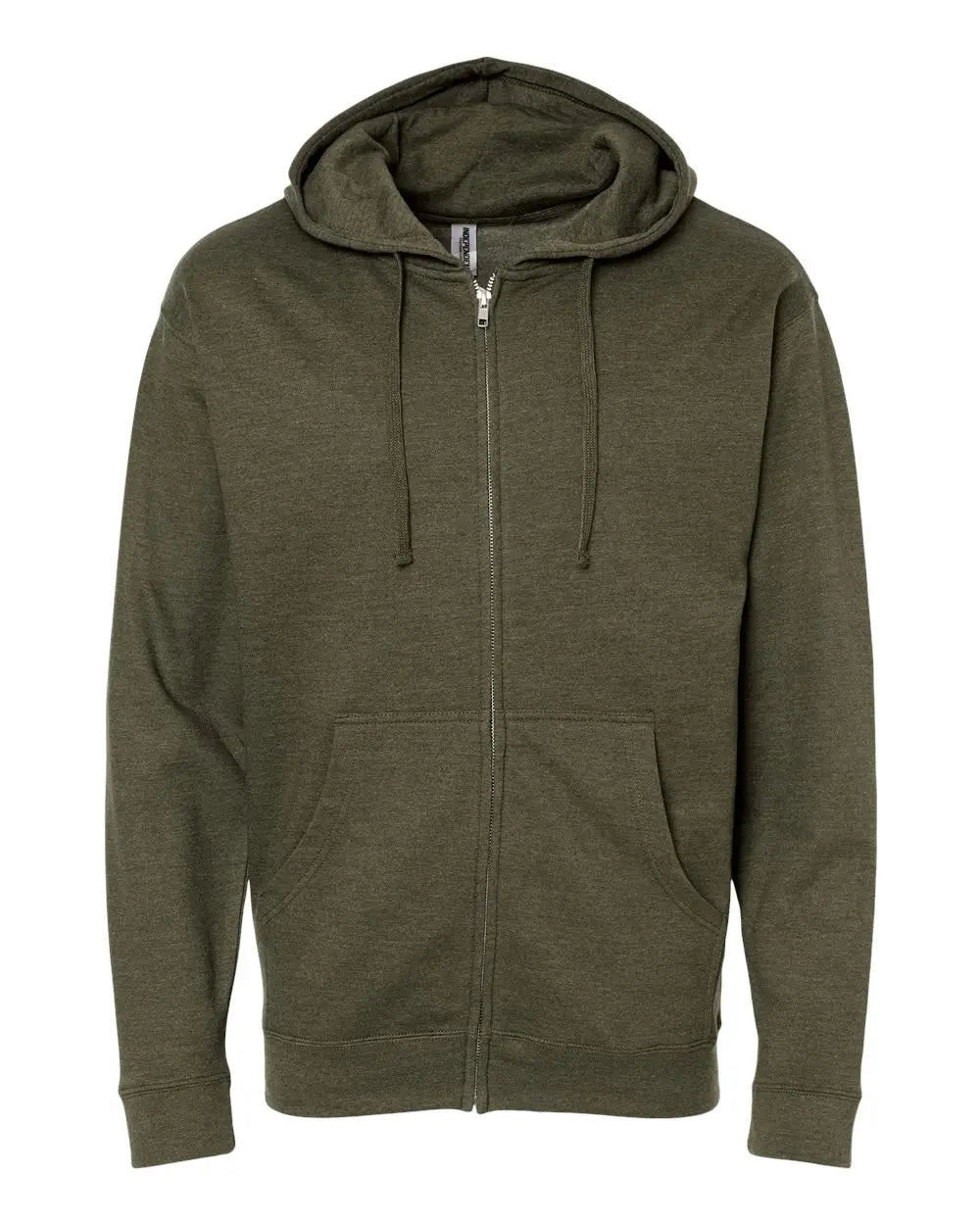 Independent Trading Co. Ss4500z Midweight Full-zip Hooded Sweatshirt - Army Heather - Olive Gray / Xs