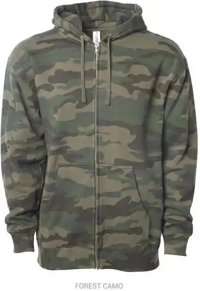 Independent Trading co Ss4500z Midweight Full Zip Hooded Sweatshirt Forest Camo