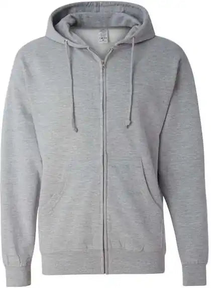 Independent Trading co Ss4500z Midweight Full Zip Hooded Sweatshirt Grey Heather