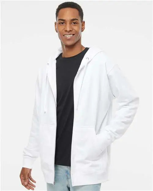 Independent Trading Co. Ss4500z Midweight Full-zip Hooded Sweatshirt - White