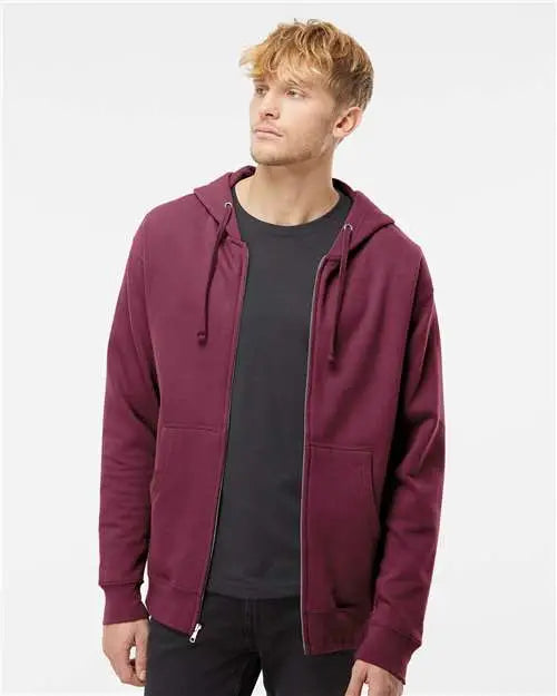 Independent Trading Co. Ss4500z Midweight Full-zip Hooded Sweatshirt - Maroon