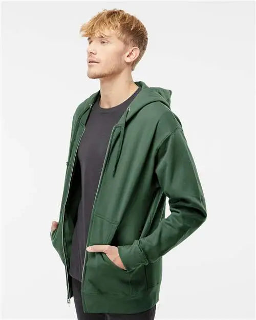 Independent Trading Co. Ss4500z Midweight Full-zip Hooded Sweatshirt - Alpine Green
